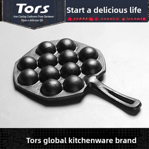 Sartén <span class=keywords><strong>Tolsen</strong></span> de hierro fundido de pared gruesa con 12 orificios para pulpo y albóndigas, molde comercial a gas para camarones y huevos - Product Image 2
