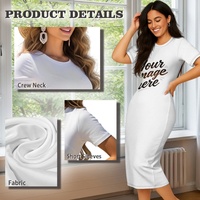 Robe longue décontractée personnalisée grande taille en polyester de haute qualité à manches courtes et col rond pour femme