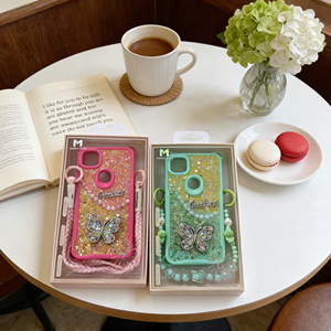 เคสโทรศัพท์มือถือกันกระแทกลายผีเสื้ออีพ็อกซี่กากเพชรแบบสามในตัวเดียวที่คาดเอวแบบใหม่ - Product Image 3