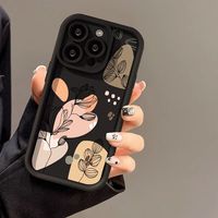 Rétro ligne fleur impression TPU housse de téléphone portable pour iPhone 17 16 15 PRO avec échelle lentille Style antichoc affaires