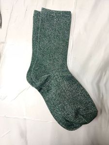Calcetines de moda al por mayor para mujer, con purpurina, metálicos, brillantes, dorados, plateados, con hilo de lurex, estilo holgado, de punto, para uso diario - Product Image 5