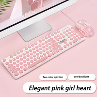 V8 104 touches PC manipulation filaire sensation rose/vert rvb rétro-éclairage Punk bureau maison jeu clavier souris ensemble