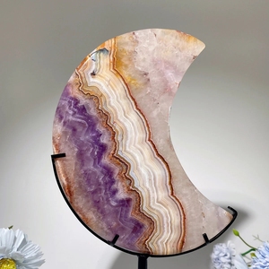 Vente en gros de cristaux naturels d'améthyste et d'agate, cristaux de lune polis et sculptés, artisanat en pierres précieuses pour décorations d'Halloween - Product Image 3