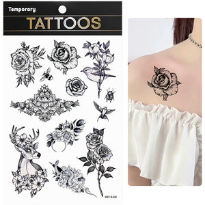 Pegatinas de tatuajes temporales de <span class=keywords><strong>manga</strong></span> de medio brazo grande, arte corporal de animales salvajes de tigre de <span class=keywords><strong>flores</strong></span> para mujer hombre hermoso maquillaje Sexy - Product Image 3