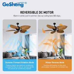 レトロアンティークスタイルのトロピカル52インチセルリングシーリングファンABSパームリーフブレードDCリモコン装飾シーリングファン - Product Image 2