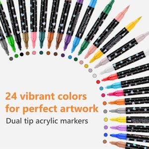 Ensemble de marqueurs à peinture acrylique à double pointe imperméables en gros avec logo et emballage personnalisés - Product Image 3