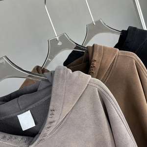 Yingling 100% coton 450G français éponge lavé à l'acide à capuche Logo personnalisé fond élastique surdimensionné sans chaîne à capuche - Product Image 2