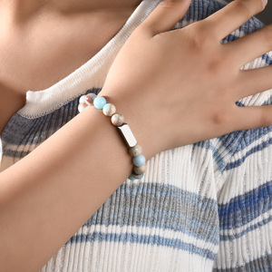 Bracelets tendance pour hommes et femmes en acier inoxydable avec perles en pierre naturelle, gravure au laser personnalisée de nom ou de logo pour les anniversaires - Product Image 6