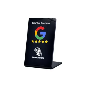 Wholesale Black Custom Acrylic Five Stars 12x14cm NFC Stand And Card Tap Google Review NFC Stand