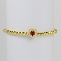 Bracelets perlés en forme de cœur avec pierre de naissance, bracelets perlés 18 carats, cadeau d'anniversaire pour femmes, bracelet extensible avec breloque cœur en pierre de naissance