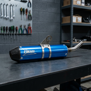 Silenziatore blu DRP con cappuccio in carbonio per sistemi di motore di Tuning Sherco 125 SE-R 18-25 - Product Image 3