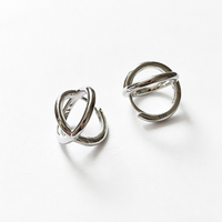 Boucles d'oreilles minimalistes en argent sterling 925, cercles entrelacés, tendance coréenne, rétro, hypoallergéniques, bijoux fins pour femmes