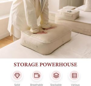 2026 New 3-Layer Ultra Saving Self <b>Compression</b> Folding Polyester Dustproof Cover Multifunctional Comforter Storage Living Room - Product Image 2