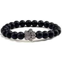 Charm patte de chien en alliage perles 8mm Bracelet extensible perles Calaite Bracelet élastique