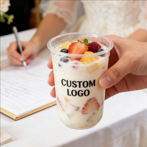 Vasos de Plástico Transparente Esmerilado en Forma de U con Logotipo Personalizado, 20 oz 500 ml, para Bodas, Jugos, Yogur y Bebidas - Product Image 2