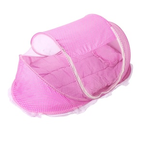 Cama plegable de lunares azules, mosquitera con almohadilla para dormir, almohada, ropa de cama para bebé - Product Image 1