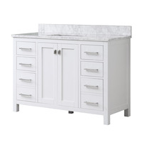 Meuble de salle de bain Guanda de haute qualité, double vasque sur pied, 48 pouces, dessus en marbre artificiel, moderne, blanc/gris, CUPC