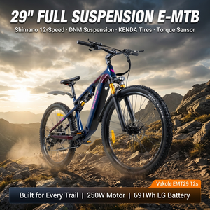 Bicicleta Eléctrica de Montaña Vakole EMT2912s 48V 14.4Ah 250W 29" con Cuadro de Aleación de Aluminio y Suspensión Completa, 60 N.m de Torque, Frenos de Disco Hidráulicos - Product Image 6