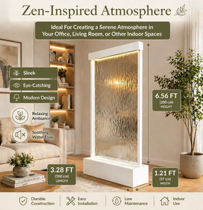 Panel de Pared de <span class=keywords><strong>Agua</strong></span> de Vidrio, Cortina de <span class=keywords><strong>Agua</strong></span> para Jardín Interior, Fuente de Acero Inoxidable con Luz LED, Tamaño Personalizado - Product Image 2