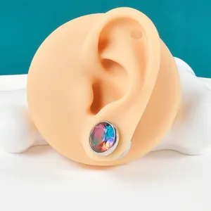 Thép không gỉ đầy màu sắc đá vòng Bốn móng vuốt nút tai tai mở rộng tai vít trở lại Đồng hồ đo 6-16mm cơ thể piercing đồ trang sức