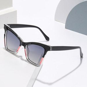 Lunettes de soleil œil-de-chat tendance, montures larges à blocs de couleurs contrastées, esthétique luxueuse, protection UV - Product Image 2