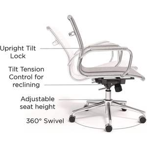 Alera Siskin Chaise de bureau moderne en tissu, style lift, avec hauteur d'assise réglable, supporte 275 lb, matériau en mousse grise - Product Image 6