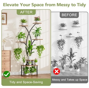 2025 Hot Bán Thân Thiện Với Môi Trang Trại Phong Cách Multilayer Bằng Gỗ Kim Loại Trang Trí Cây Hình Dạng Nhà Máy Đứng Cho Ban Công Góc Nhà - Product Image 5