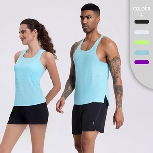Camiseta sin mangas para correr ligera y transpirable de talla grande para hombre y mujer, chaleco de secado rápido, agujeros pequeños, gimnasio, Maratón, entrenamiento sin costuras - Product Image 1
