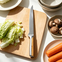 Everwealth Ensemble de couteaux de cuisine à manche en bois de hêtre forgé de haute qualité 430 + avec bloc en bois