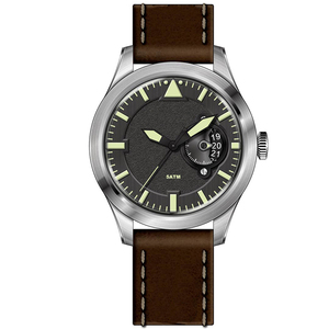 Gran oferta de relojes de movimiento japonés de acero inoxidable, reloj con esfera de grafito, reloj Retro de piel de vaca - Product Image 3