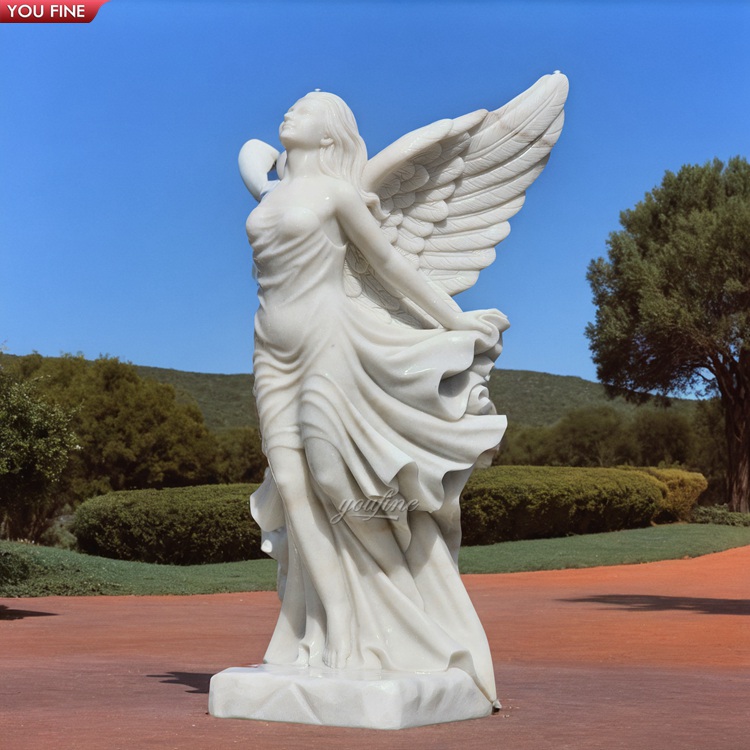 ガーデン手彫り天然石彫刻大理石フライングエンジェル像販売| Alibaba.com
