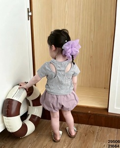 T-shirt da bambina <span class=keywords><strong>con</strong></span> colletto alla marinara, manica corta, in cotone, <span class=keywords><strong>con</strong></span> fiocco, casual, all'ingrosso, abbigliamento per bambini OEM - Product Image 6