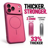 Étui hybride TPU PC plus épais de 2,0 mm, aimant 1500GS, film de protection d'écran HD transparent, grip antidérapant mat pour une protection quotidienne contre les chutes, étui de téléphone