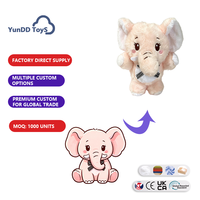 Porte-clés en peluche éléphant mignon avec nœud papillon, pendentif éléphant en peluche doux personnalisé pour la décoration de sac