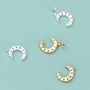 Haute qualité S925 pendentif en argent Sterling plaqué pavé Zircon <span class=keywords><strong>lune</strong></span> pendentif pour <span class=keywords><strong>collier</strong></span> <span class=keywords><strong>à</strong></span> faire soi-même Bracelet boucle d'oreille accessoires - Product Image 2