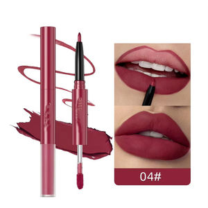 MLM High Quality Waterproof Long Lasting Rich Pigmented Duo-head Velvet Silky Matte 2 in 1 Lipgloss & <b>Lip</b> Liner - Product Image 6