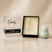 Boîte cadeau rigide à deux pièces avec couvercle transparent, impression personnalisée, pour éponge à maquillage, emballage en papier de luxe, cosmétiques, boîtes en papier pour éponges de beauté