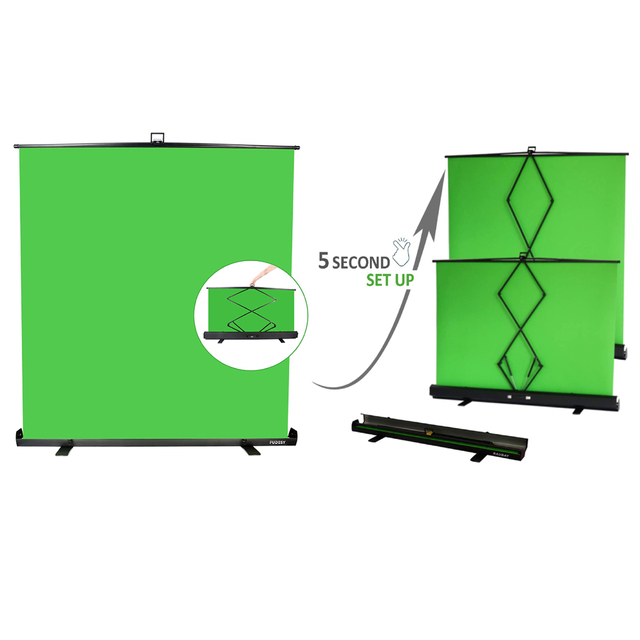 Chroma Key Panel Game Studio Floor Rising Collapsible Green Screen Backdrop Tripod Portable Polyester Fabric Matt White Material