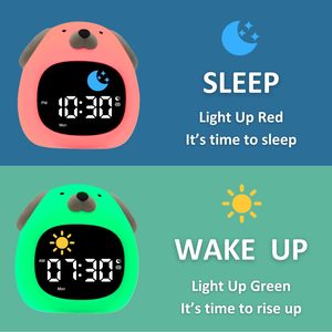 <b>Digital</b> Child Sleep Trainer with Usb Charger Modern Lcd Table Desk Dual Alarm <b>Clock</b> Home Decor Night Lamp Cute for Children - Product Image 4