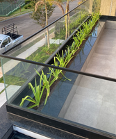 Balustrades et mains courantes de balcon en verre, robustes, modernes, en aluminium sans cadre, résistantes aux UV et à la rouille, à fixation au sol
