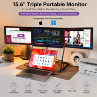 Extensor de Pantalla Triple para Laptop 2026, 15.6 Pulgadas, Aleación de Aluminio, FHD IPS, Triple Monitor para Oficina y Viajes, Compatible con Windows y Mac