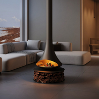 Elegante Estufa de Techo Colgante, Chimenea Interior Moderna de Leña Atomizada