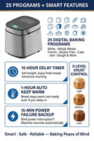 Mesin Pembuat Roti Pintar dengan Timbangan, Timer Tunda 15 Jam, Dispenser Otomatis Ganda, Layar Sentuh, 700W, 25 Program, untuk Rumah