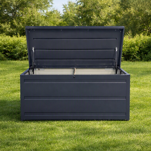 <span class=keywords><strong>Coffre</strong></span> de <span class=keywords><strong>rangement</strong></span> extérieur en acier pour jardin, avec couvercle relevable, facilement assemblable, capacité 450L, pour coussins de patio, meubles, outils, <span class=keywords><strong>piscine</strong></span> - Product Image 5