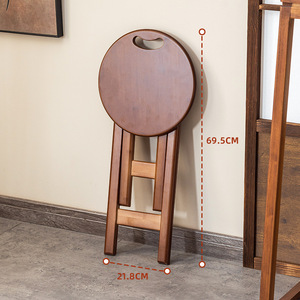 Folding Round <b>Stool</b> Brown 32x32x43 Cm Minimalist Design Durable <b>Wood</b> Base Bar <b>Stool</b> - Product Image 2