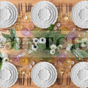 <span class=keywords><strong>Set</strong></span> di <span class=keywords><strong>Piatti</strong></span> in Ceramica Goffrata all'Ingrosso, Servizio di <span class=keywords><strong>Porcellana</strong></span> Incisa per Matrimoni - Product Image 6