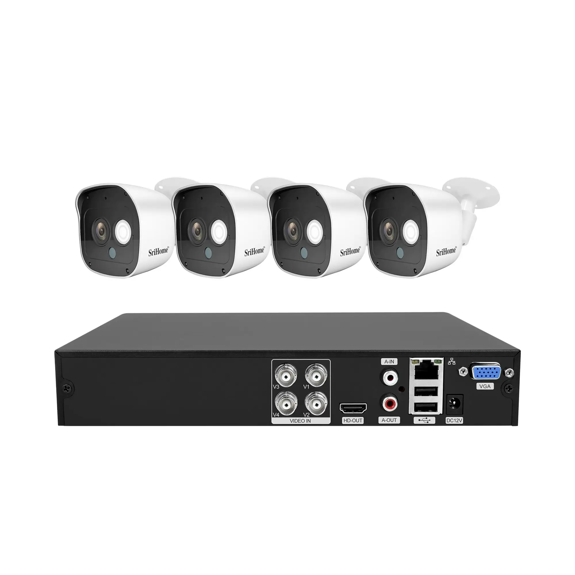 2022 SriHome горячая Распродажа дешевая и высококачественная 4CH камера XVR TVI/AHD/DVR/NVR/CVI система видеонаблюдения