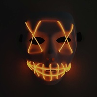 Masque intégral lumineux EL en PVC, base blanche, pour Halloween, Pâques, Fête, Carnaval, style effrayant et amusant, pour le marché transfrontalier