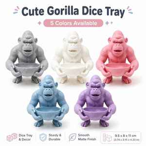 Vassoio per Dadi a Forma di Gorilla Stampato in 3D, Elegante Figurina di Gorilla, Contenitore per Dadi da Tavolo, Porta Dadi Multiuso per DND RPG Mahjong - Product Image 2