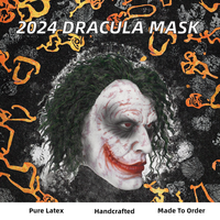 Vente en gros 2024 terreux jaune Dracula Halloween demi-visage noir Latex Vampire masque effrayant fête masque